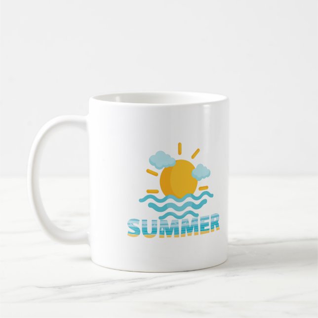 Mug Bonjour école, Bonjour été vacances soleil (Gauche)