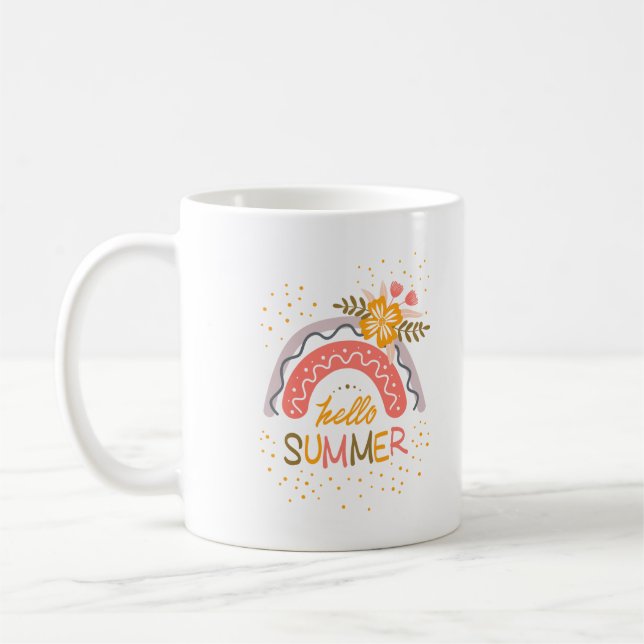 Mug Bonjour école, Bonjour vacances d'été (Gauche)
