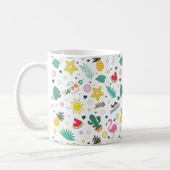 Mug Bonjour été, C'est l'été, été amusant (Gauche)
