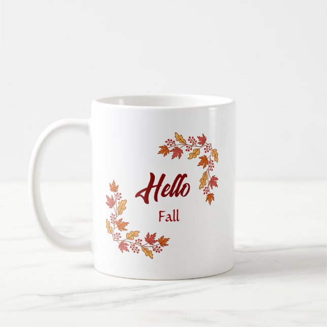 Mug Bonjour feuilles d'automne – Accent saisonnier cos (Gauche)