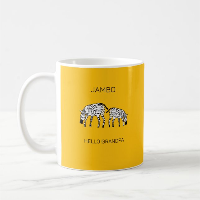 Mug Bonjour grand-pa mignonne Kenyan Zebras (Gauche)