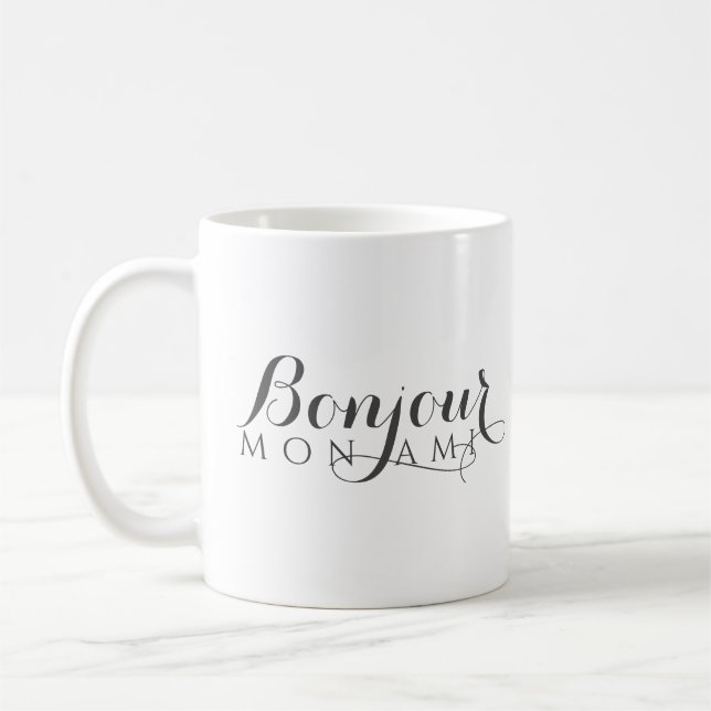 Mug Bonjour Hello Friend Élégant écriture française (Gauche)