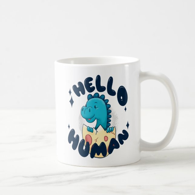 Mug Bonjour humain drôle dinosaure (Droite)