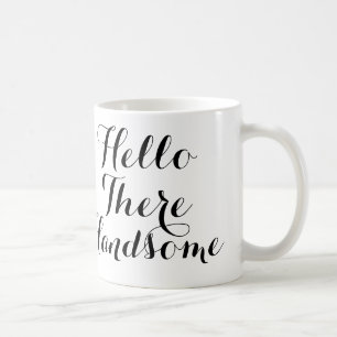 Mug Bonjour là beau avec manuscrit noir/blanc