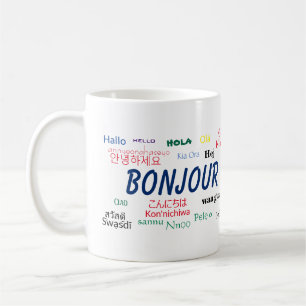 Mug Bonjour Langues World Travel Colorée