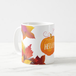 Mug Bonjour l'érable d'automne de Thanksgiving laisse