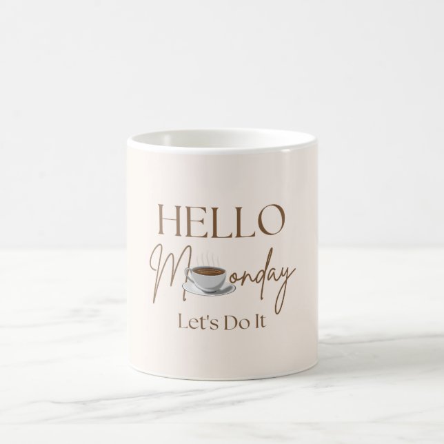 Mug Bonjour Lundi Pastel Crème Beige (Centre)