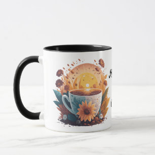 Mug Bonjour, mais café premier arrière - plan Sunrise
