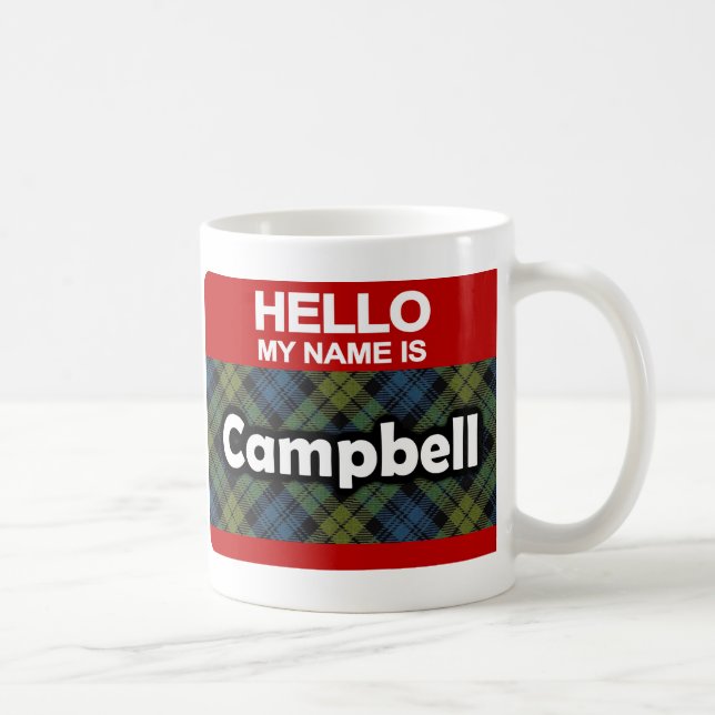 Mug Bonjour Mon nom est Campbell Scottish Tartan (Droite)