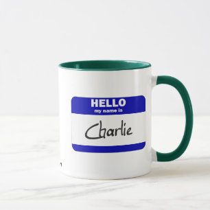 Mug Bonjour mon nom est Charlie (bleu)
