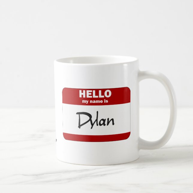 Mug Bonjour mon nom est Dylan (rouge) (Droite)