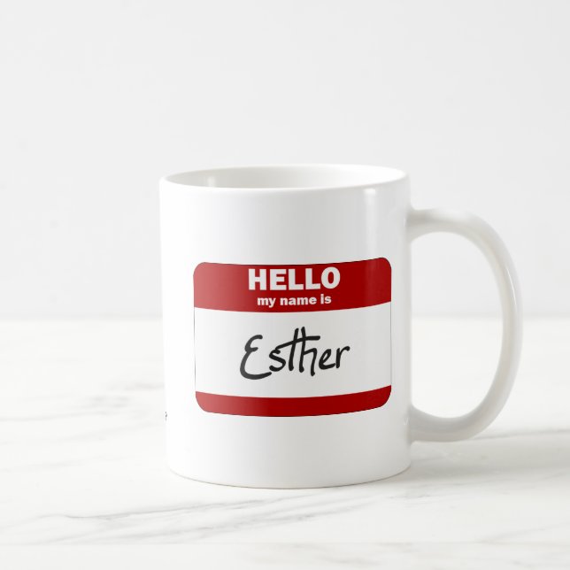 Mug Bonjour mon nom est Esther (rouge) (Droite)