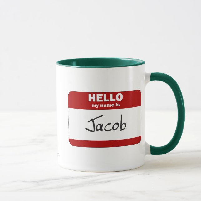 Mug Bonjour mon nom est Jacob (rouge) (Droite)