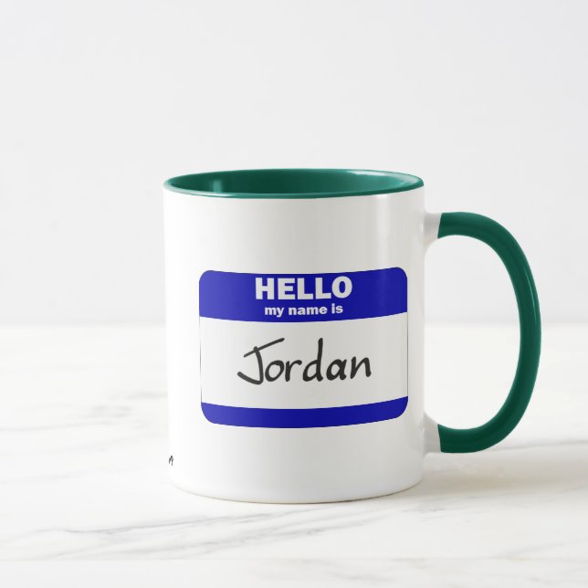 Mug Bonjour mon nom est la Jordanie (bleue) (Droite)