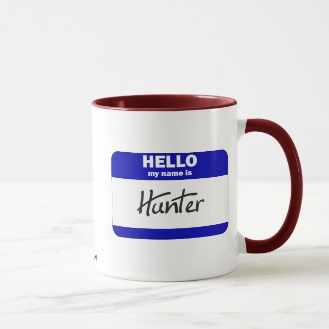 Mug Bonjour mon nom est le chasseur (bleu) (Droite)
