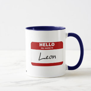 Mug Bonjour mon nom est Léon (rouge)