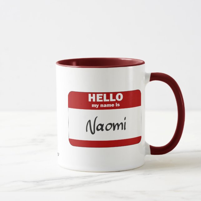 Mug Bonjour mon nom est Naomi (rouge) (Droite)