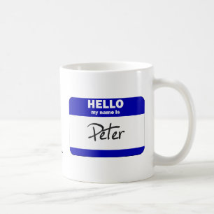 Mug Bonjour mon nom est Peter (bleu)