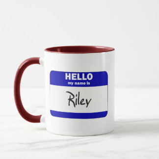 Mug Bonjour mon nom est Riley (bleu)