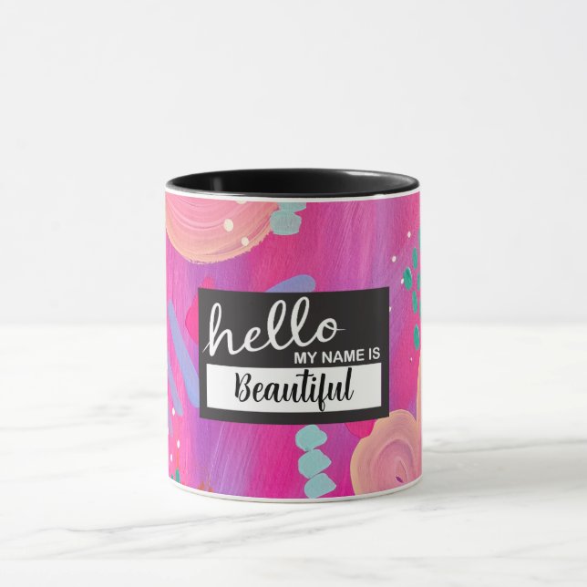 Mug Bonjour Mon nom est rose Jouer Fille Esthétique (Centre)