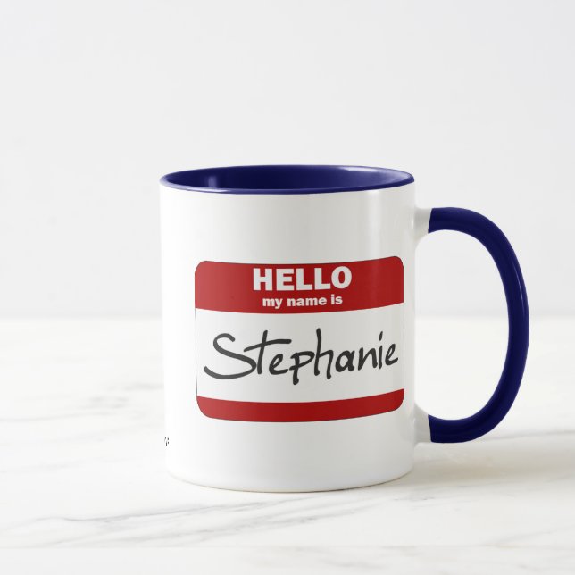Mug Bonjour mon nom est Stephanie (rouge) (Droite)