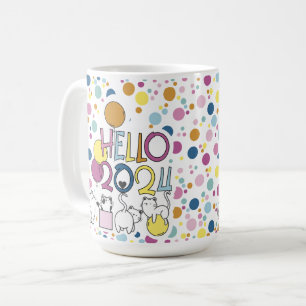 Mug Bonjour Nouvel An 2024 Avec des chats qui jouent