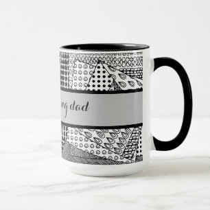 Mug Bonjour papa Black Grey Ringer 15oz
