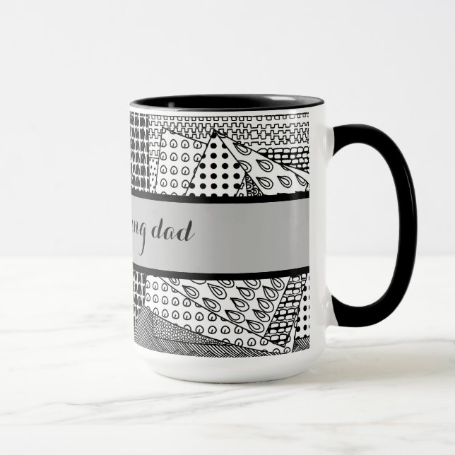 Mug Bonjour papa Black Grey Ringer 15oz (Droite)