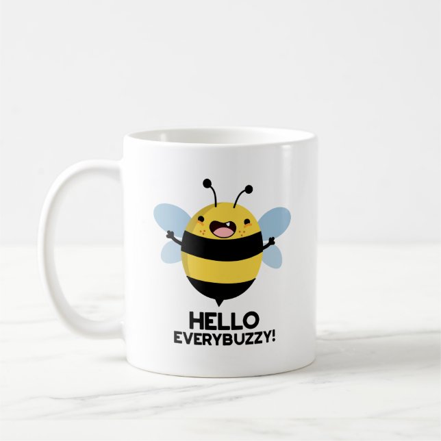 Mug Bonjour Partout Buzzy Funny Bee Pun (Gauche)