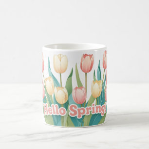 Mug Bonjour Printemps ! Fleur de tulipe gaie