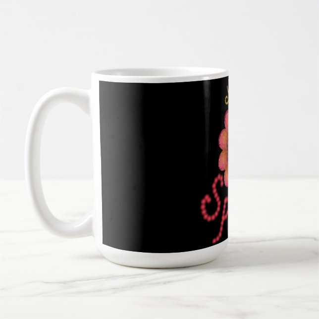 Mug Bonjour Printemps - Fleur Texturée Rose et Orange  (Gauche)