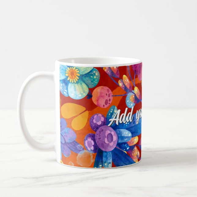 Mug Bonjour Printemps Heure du bonheur, Fleurs vibrant (Gauche)