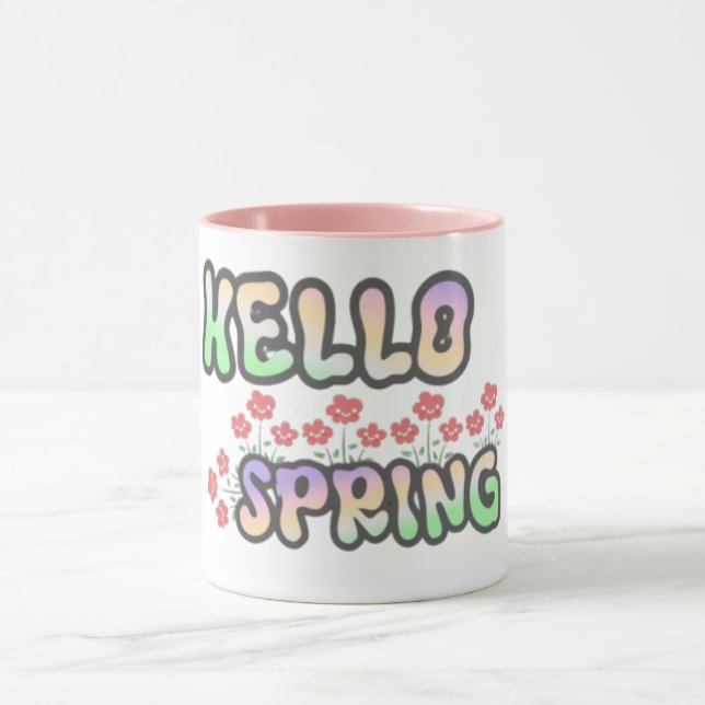 Mug "Bonjour Printemps" | Impression florale  (Centre)