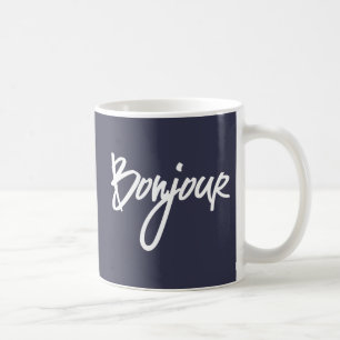 Mug Bonjour Script (Blanc) pour les amoureux de la Fra