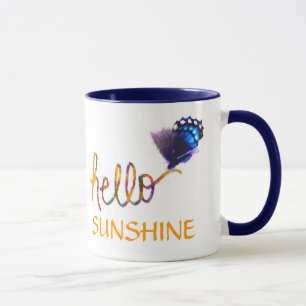 Mug bonjour soleil art texte et papillon