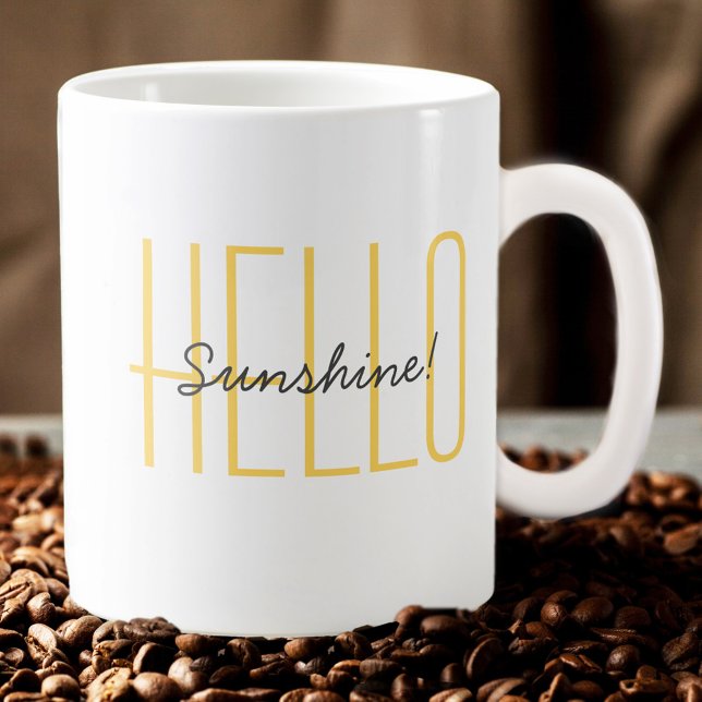 Mug Bonjour Soleil Mignon Citation Moderne Tendance Ja (Hello Sunshine Cute Modern Quote Trendy Yellow Coffee Mug)