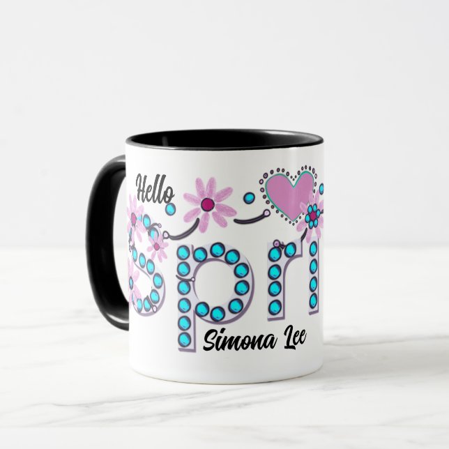 Mug Bonjour Spring Cadeau personnalisé (Devant gauche)