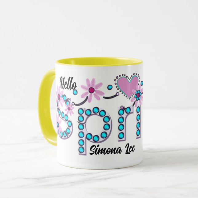 Mug Bonjour Spring Cadeau personnalisé (Devant gauche)