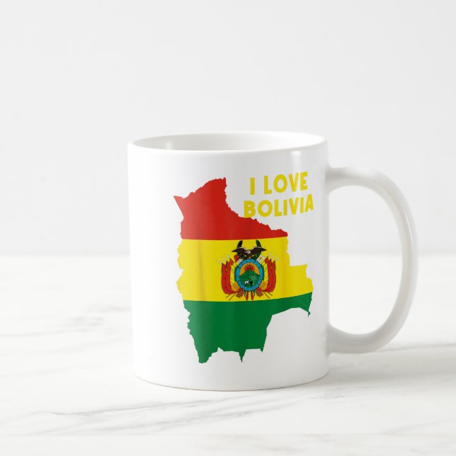 Mug Bonjour Sucre I Heart Bolivie Carte Drapeau Fier B (Droite)