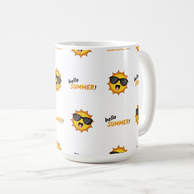 Mug Bonjour Summer Sun avec lunettes de soleil (Devant droit)
