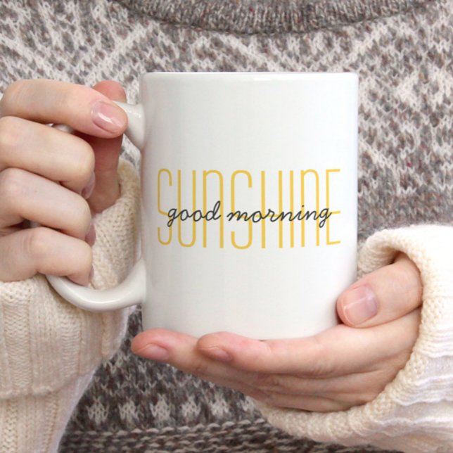 Mug Bonjour Sunshine Citation Mignonne Tendance Jaune  (Créateur téléchargé)