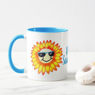 Mug Bonjour tournesol de lunettes de soleil d'été