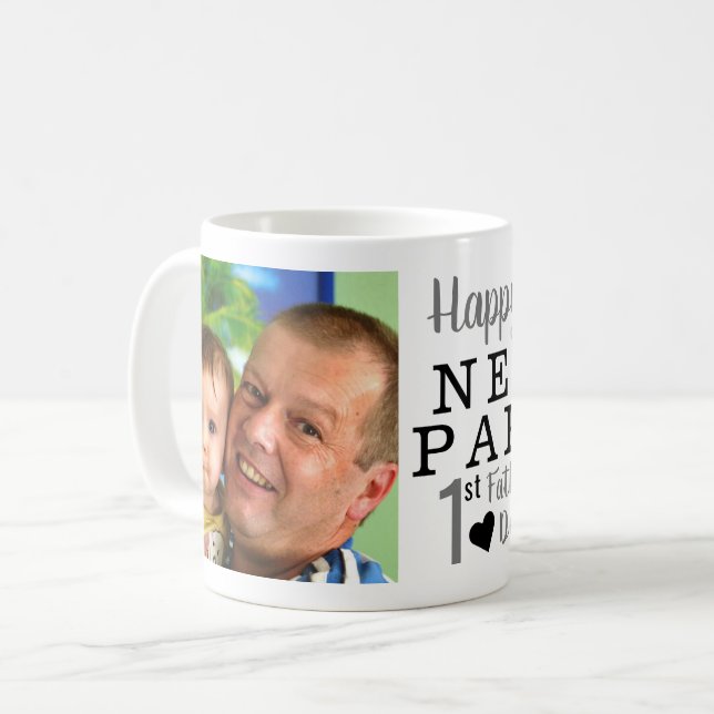 Mug Bonne 1ère Fête des pères Nouveau Papa Photo   (Devant gauche)