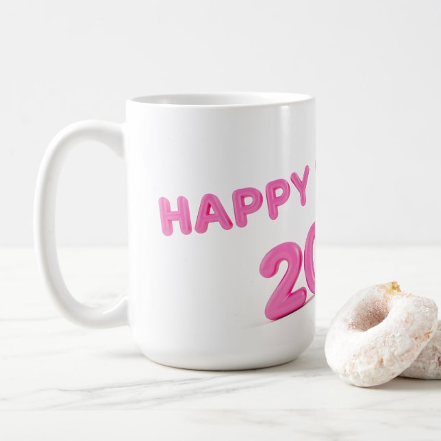 Mug Bonne année 2025 arrière - plan transparent (Avec donut)