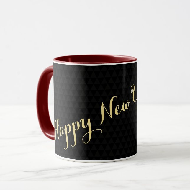 Mug Bonne année 2026 Black Gold Elegant Thé Café (Devant gauche)