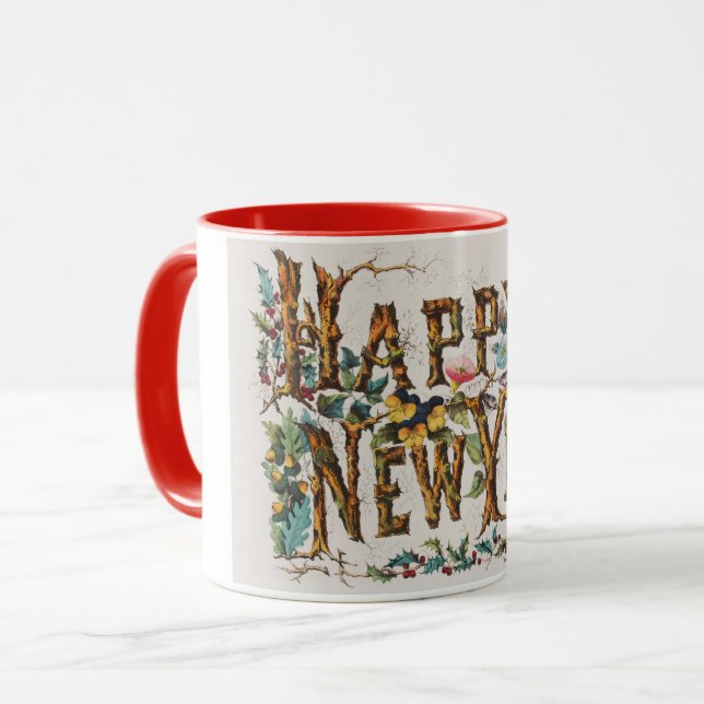 Mug Bonne année dans les troncs d'arbres, les glands e (Devant gauche)