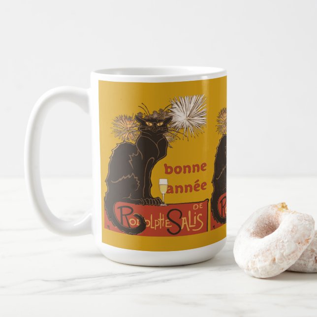 Mug Bonne Année Joyeux Nouvel An Le Chat Noir  (Avec donut)