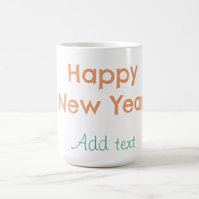 Mug Bonne année orange vert nom date moderne rétro (Centre)