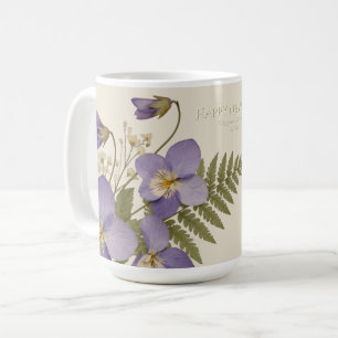 Mug Bonne Année Pensées Violettes et Fougères Botaniqu