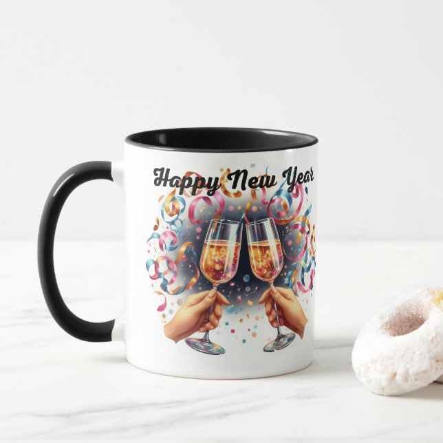 Mug Bonne année, voeux de champagne (Avec donut)